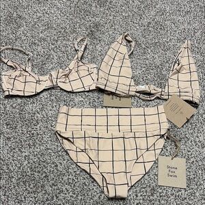 Stone Fox Swim Women's Checkered Bikini Set - Cream